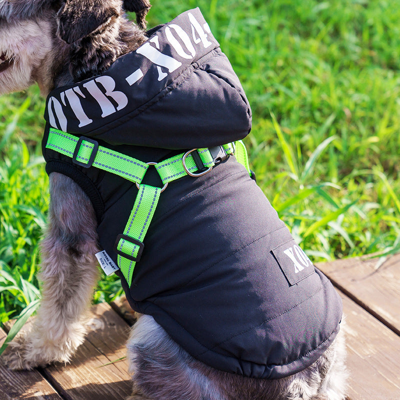 Winter Dog Clothes Fleece-lined Thickened Waterproof Jacket Hooded