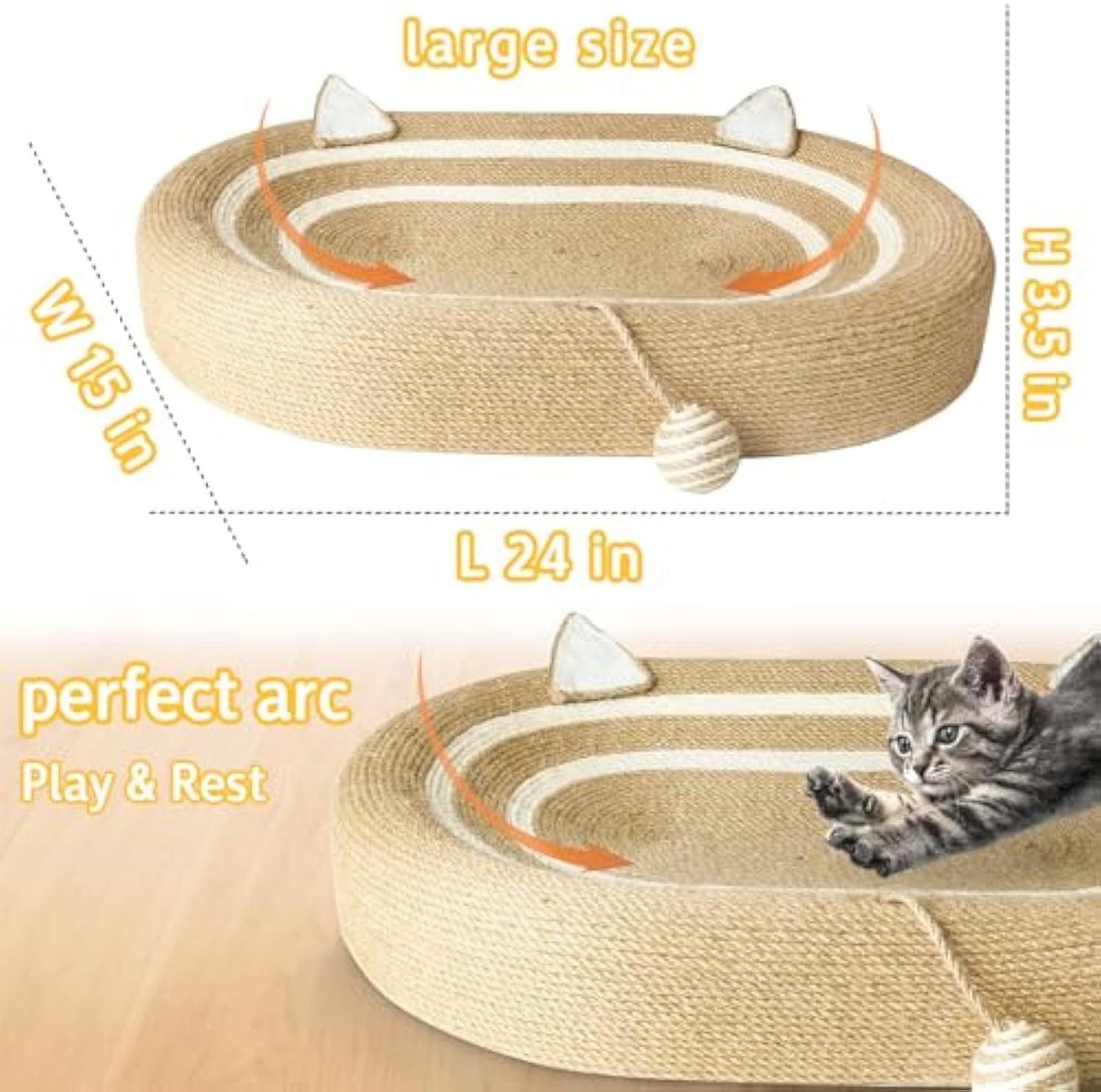 Cama rascadora para gatos 3 en 1, almohadillas rascadoras de sisal para gatos, camas rascadoras para gatos de interior con antideslizante