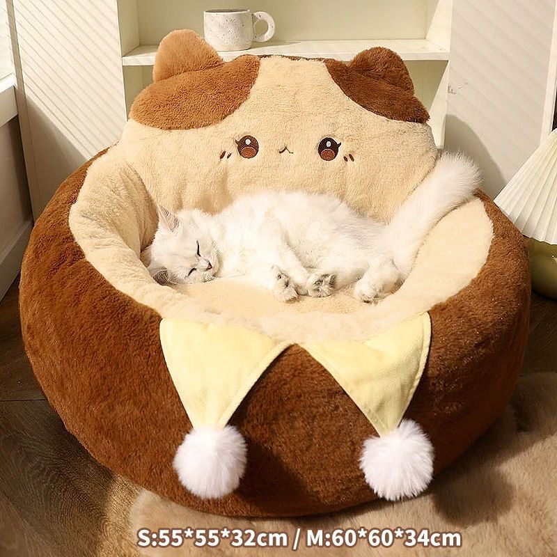 Cats Sofa Dogs Bed Round Cat Pad Mattress Winter Warm Deep Sleep Cushion Soft Cat House Dog Nest Pet Accessories