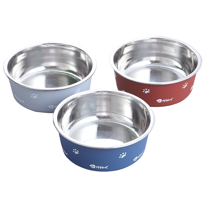 Gamelle pour chien et chat pour nourriture et eau, bol d'alimentation pour animaux de compagnie en acier inoxydable, isolation antidérapante durable, robuste avec fond en caoutchouc pour chiens de taille moyenne et grande