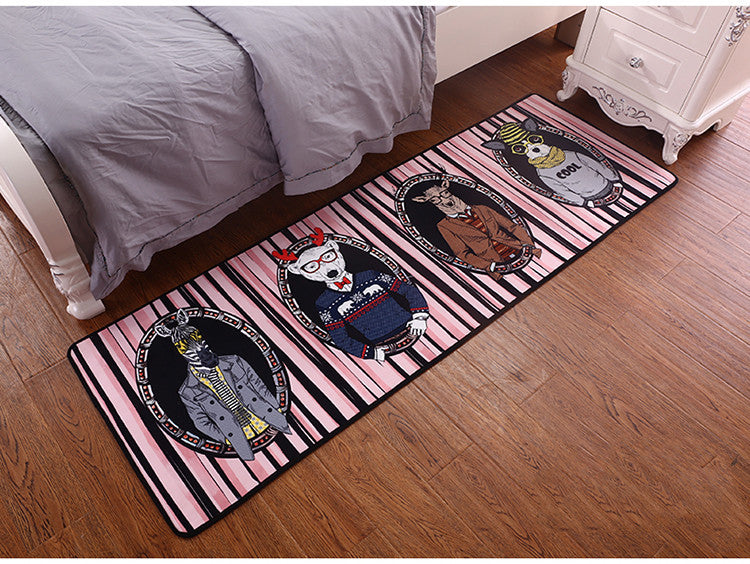 Cute Cat Kitchen Rectangular Rug Anti-slip Bedroom Bedside Bed Front Mat Pattern Ultra-thin