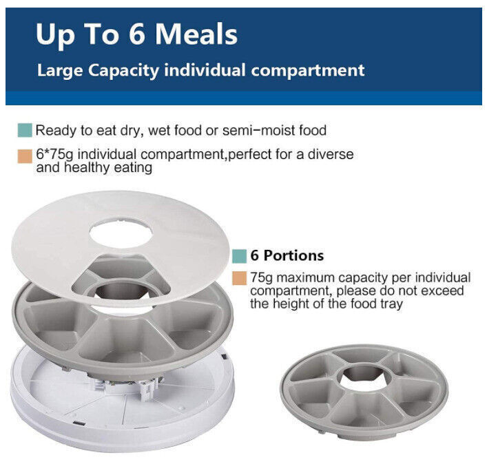 Bol Automatique Pour Animal De Compagnie Repas De 6 Jours Distributeur Automatique De Nourriture Chronométré Bol De Nourriture Musique