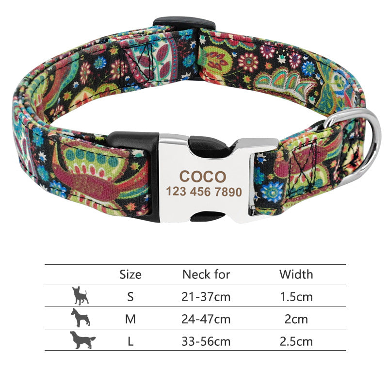 Collar de perro de nailon ajustable, identificación personalizada para perros y gatos