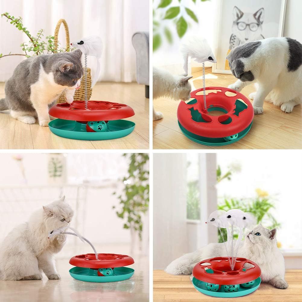 Juguetes para gatos Juguetes para gatos de interior Juguetes interactivos para gatitos Pistas con ruedas con resorte de hierba gatera Juguete para mascotas con pelotas de ejercicio Ratón teaser