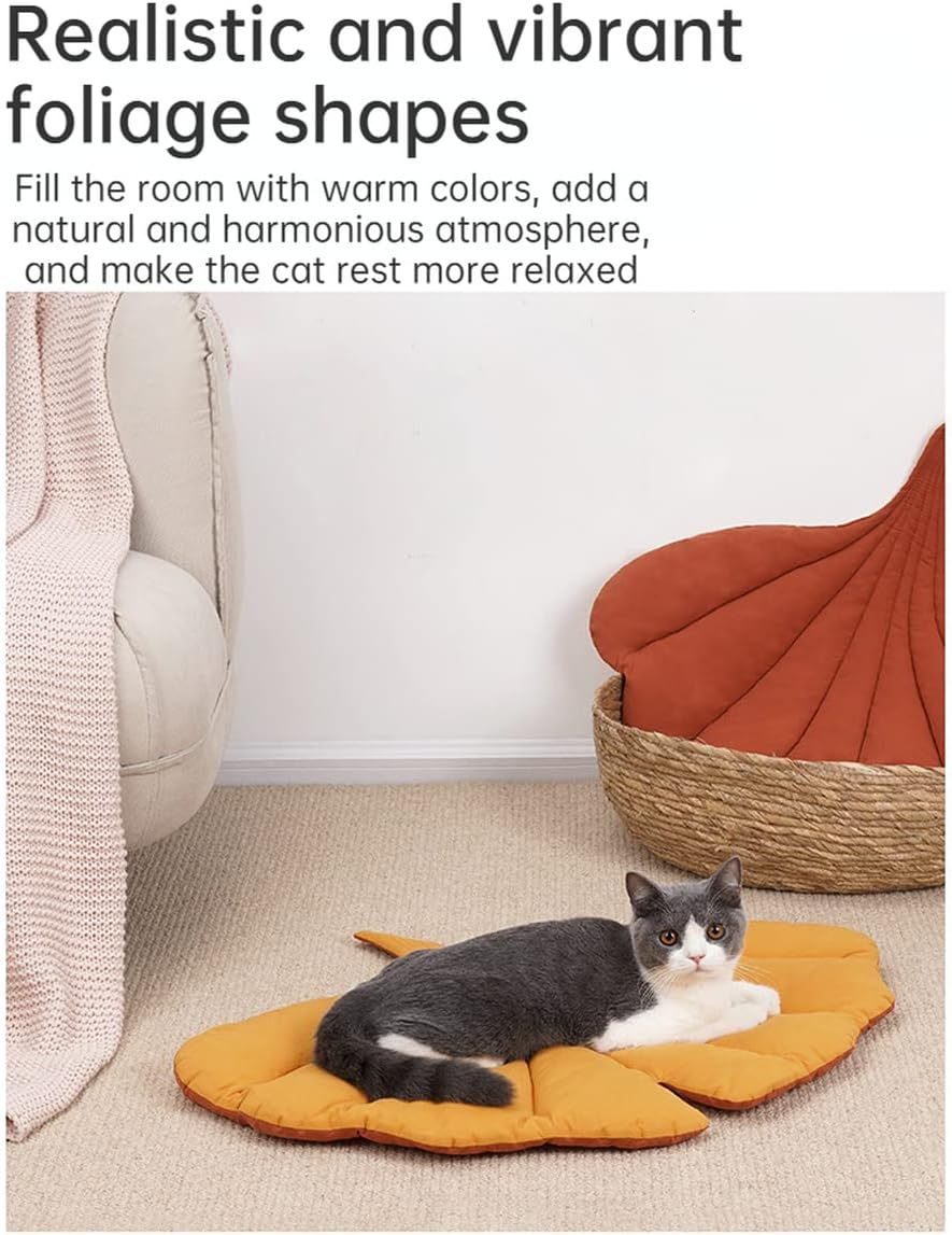 Cat Mattress Leaf Shape Cat Nest Cat And Dog Double-Sided Available Floor Mat Cover Pad Warm And Comfortable Cartoon Cat Bed Indoor Warm Accessories