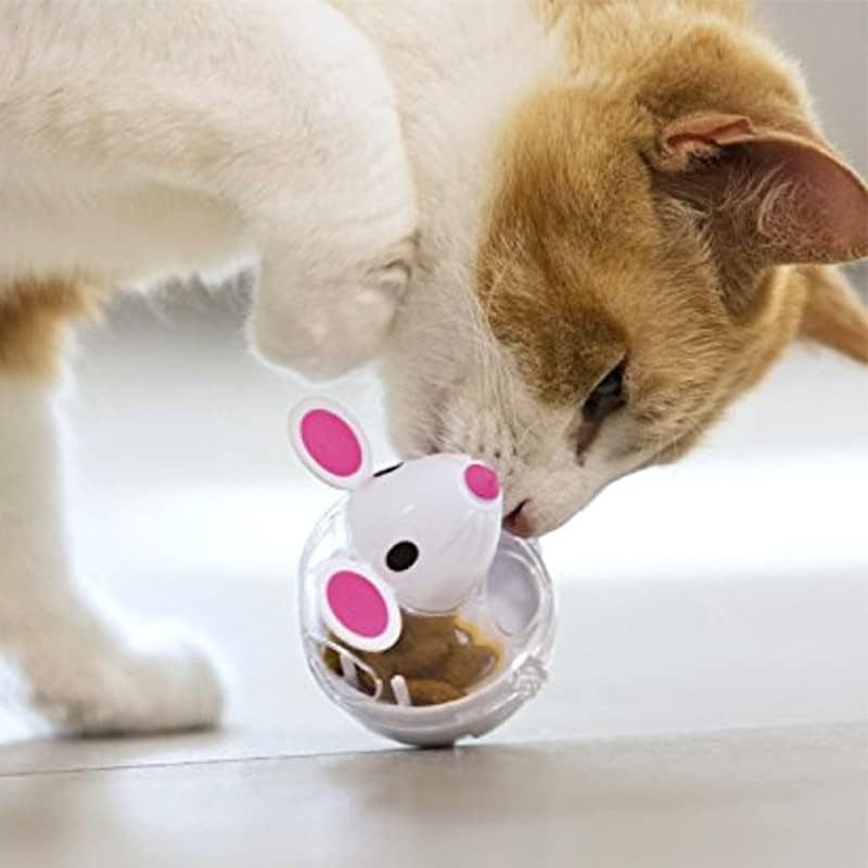 Cat Food Ball Slow Feed Mice Tumbler Shaped Pet Treat Ball Cat Food Toy Ball Pet Food Ball Cat Feeder