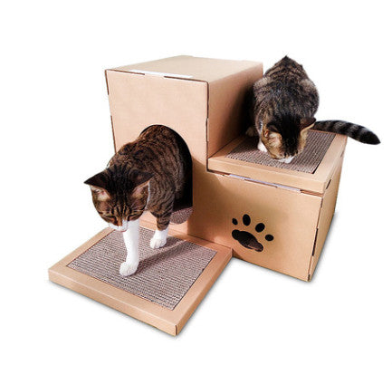 Maison pour chat, Double échelle, disque à griffes pour chat, disque de meulage, jouets gratuits à l'herbe à chat