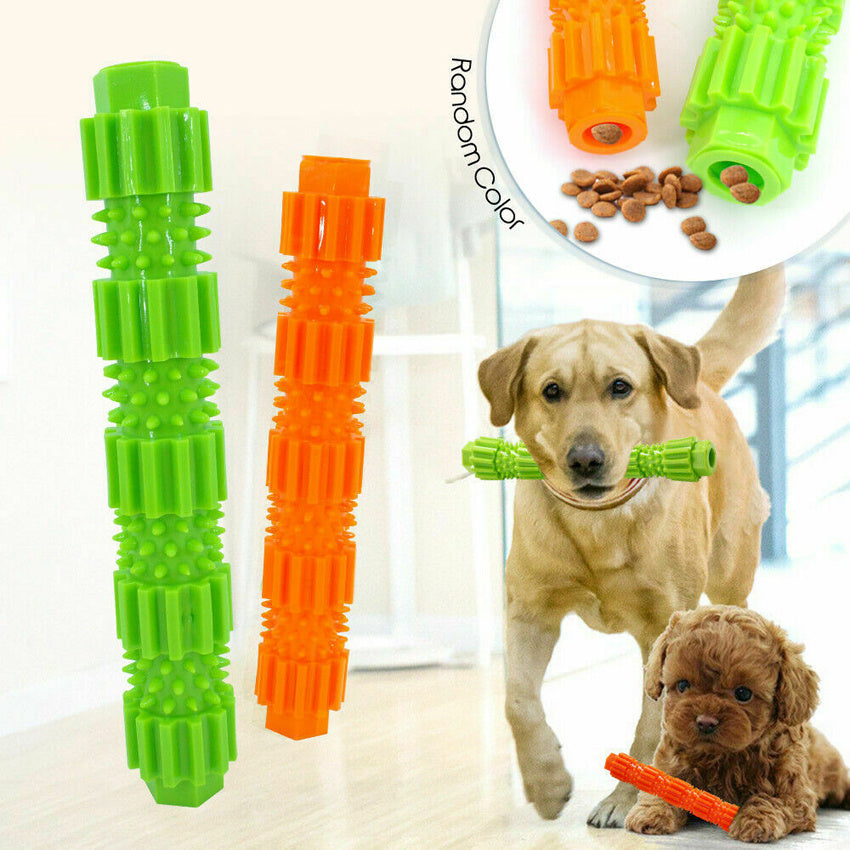 Juguete masticable para perros agresivos, juguete de goma para limpiar los dientes con dispensador de golosinas, juguete de goma para perros que chirría