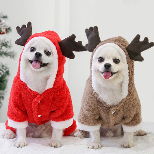 Manteau de chien chaud en polaire épaisse à quatre pattes de Noël d'automne et d'hiver