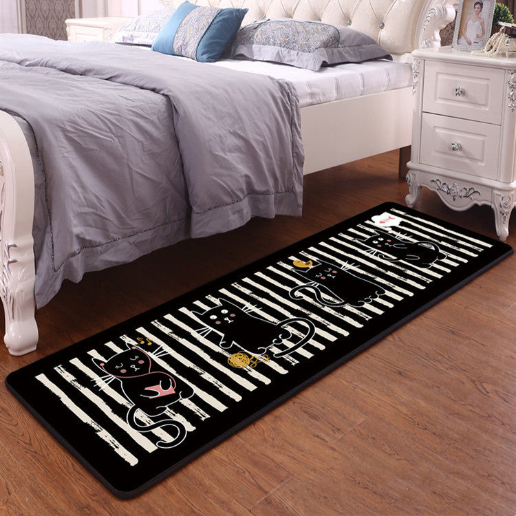 Cute Cat Kitchen Rectangular Rug Anti-slip Bedroom Bedside Bed Front Mat Pattern Ultra-thin