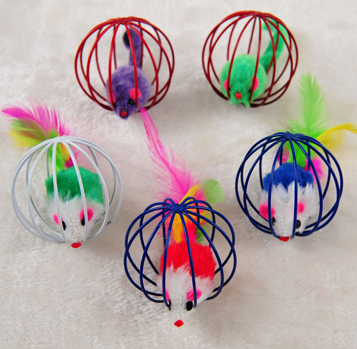 Wire cage mouse cat toy