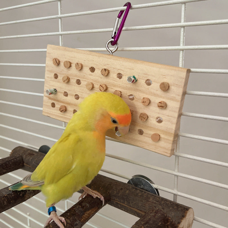 Juguetes para loros, juguete de teclado de madera maciza colgante de descompresión para entrenamiento