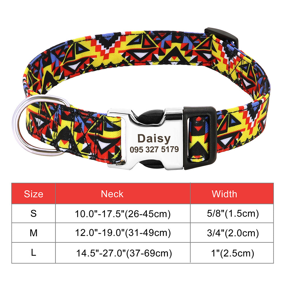 Adjustable Nylon Dog Collar Personalized Dogs Cat ID