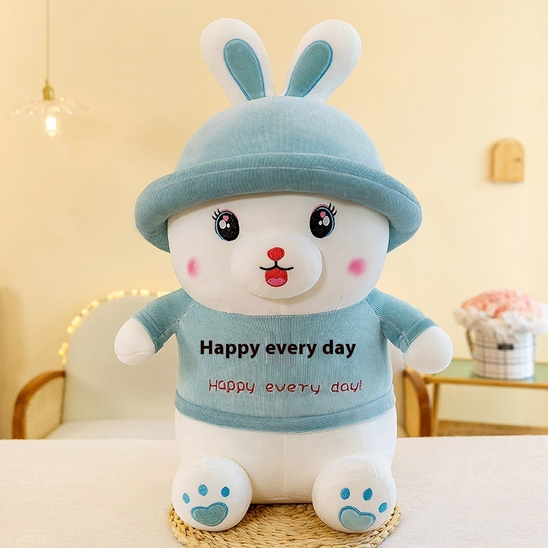 Blue Cute Little White Rabbit Plush Doll