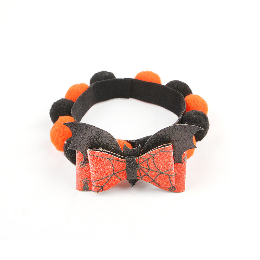 Collar con bola de pelo para mascotas de Halloween, accesorios de calabaza