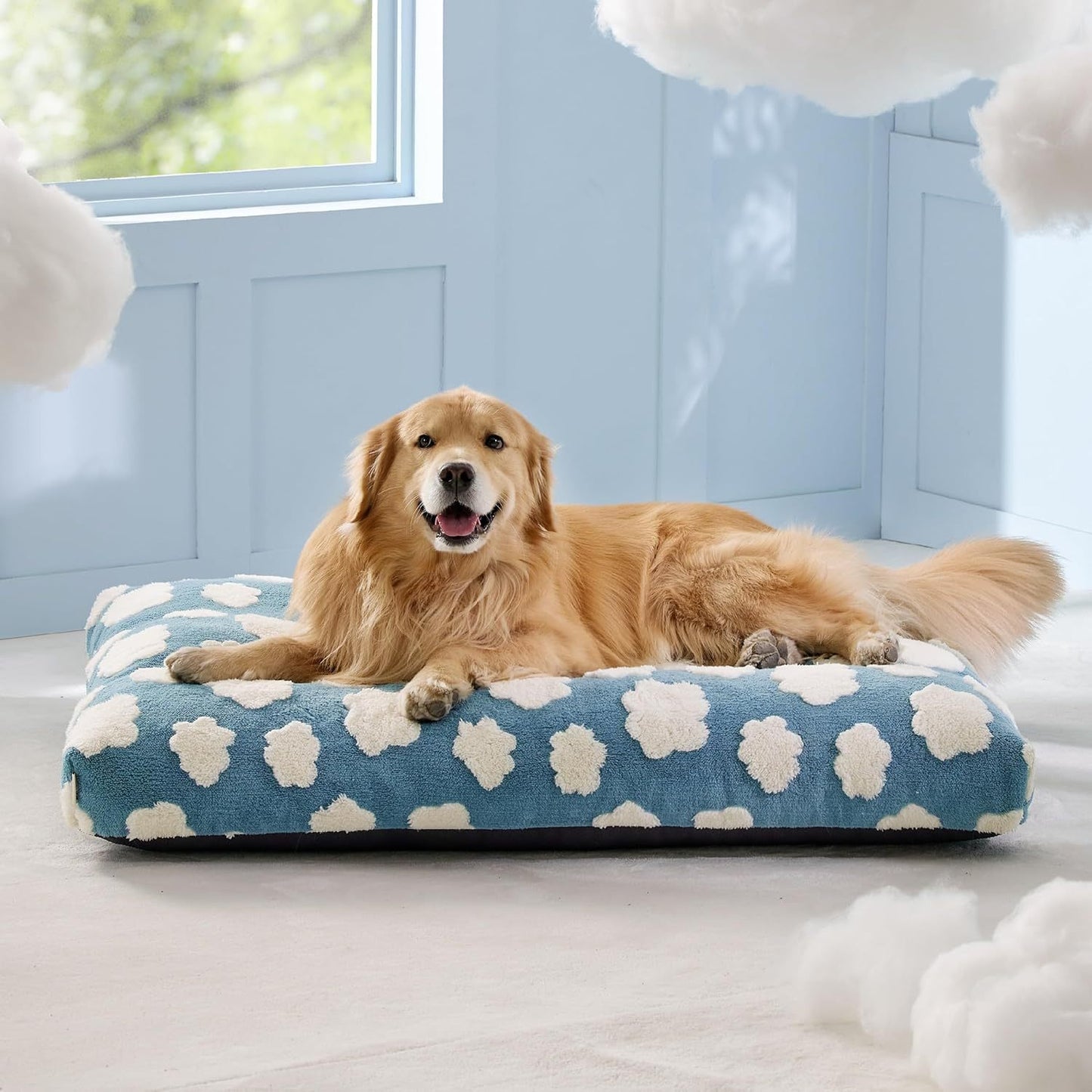 Camas para Perros Cama para Mascotas De Espuma Picada Triturada Gruesa para Perros De Gran Tamaño Cama para Perros Interior con Funda Extraíble Fondo Antideslizante De Felpa Difusa Moderna Y Linda