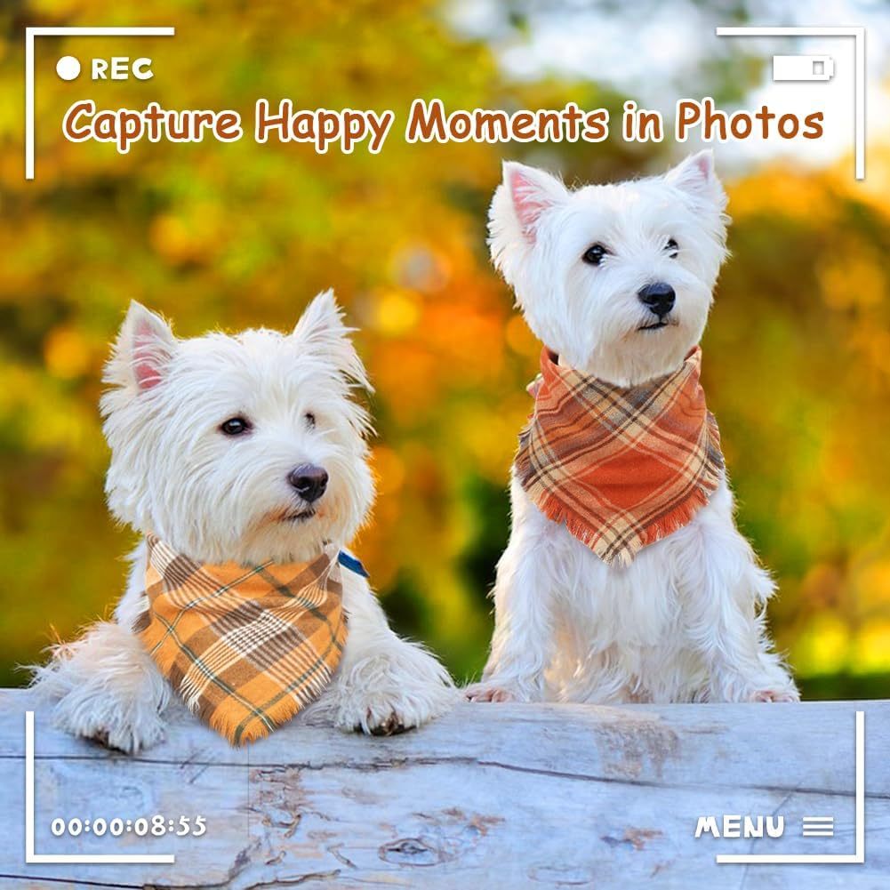 Bandana vivificante para perros con borlas en los bordes, accesorios de ropa para perros con triángulos a cuadros clásicos, bufanda para perros Unny, disfraz para el Día de Acción de Gracias, accesorio fotográfico y decoración para fiestas