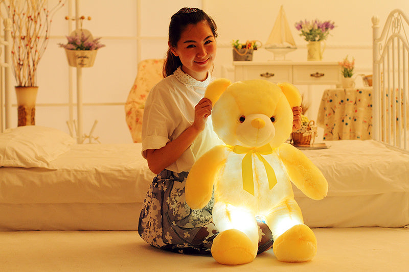 Oso de peluche con luz LED creativa, animales de peluche, juguete de peluche colorido brillante, regalo de Navidad para niños, almohada