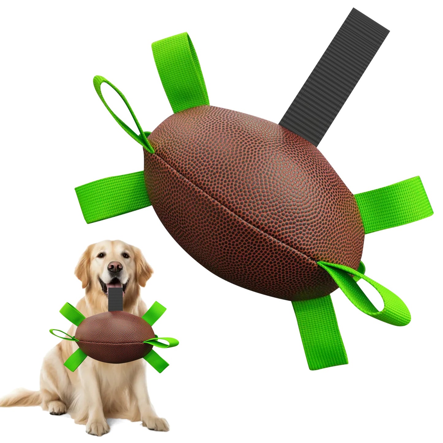 Fútbol de rugby para perros con correas, juguetes interactivos para perros para el aburrimiento, juguete acuático para perros, pelotas para perros para razas pequeñas y medianas, juegos en interiores y exteriores