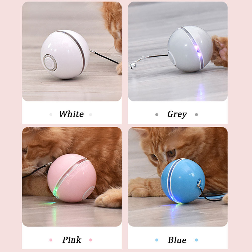 Juguete interactivo inteligente colorido para gatos con luz LED, bola autogiratoria de 360 ​​grados