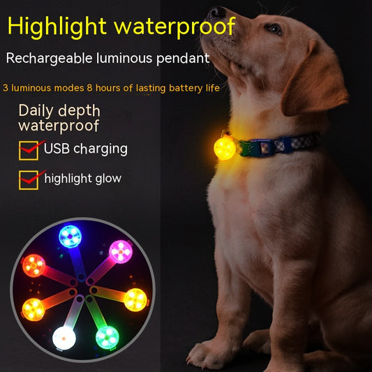 Colgante luminoso LED brillante para perro, carga USB, resistente al agua, luz colgante colorida antipérdida para caminar por la noche