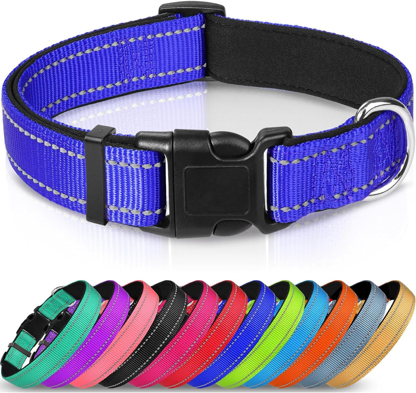 Collier pour chien réglable en sangle en nylon réfléchissant