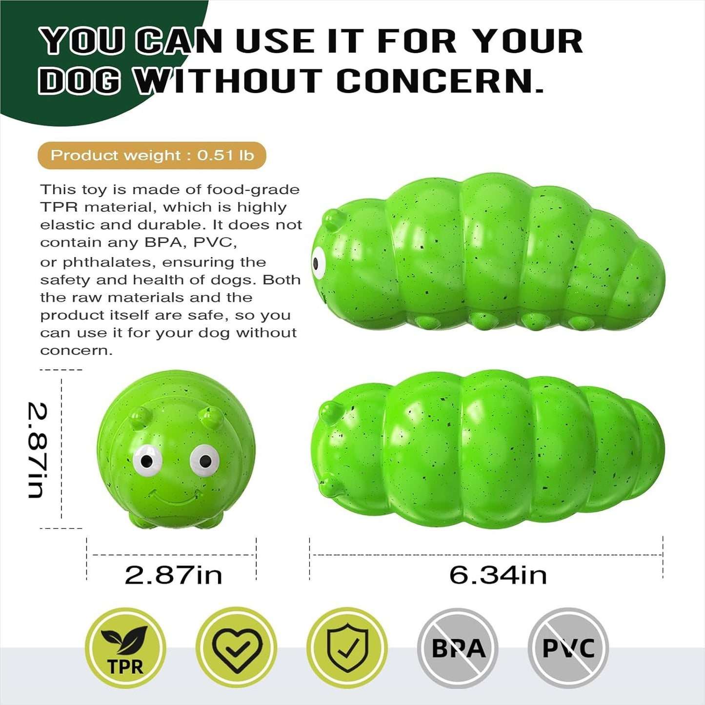 Juguete masticable para perros, TPR, resistente a mordeduras, con forma de insecto, interactivo, para entrenamiento en interiores y exteriores, color verde, para perros grandes de todos los tamaños y razas