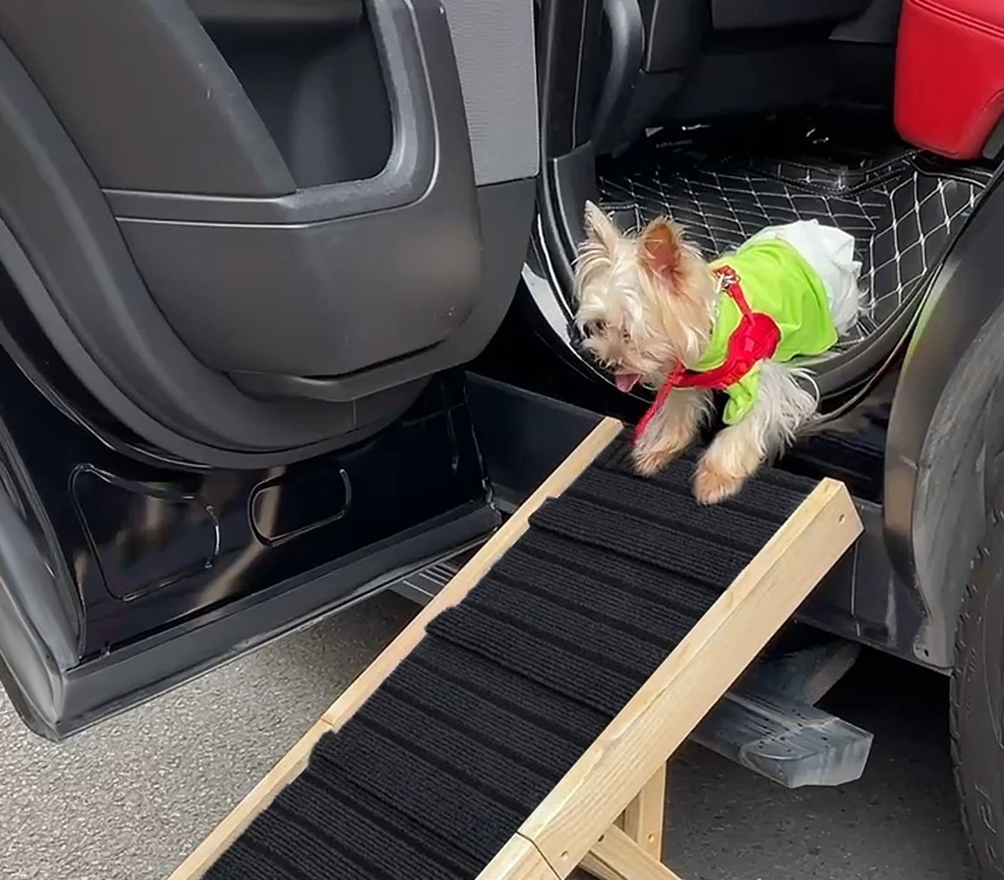 Rampa antideslizante portátil plegable de la escalera del perro del animal doméstico ajustable de madera