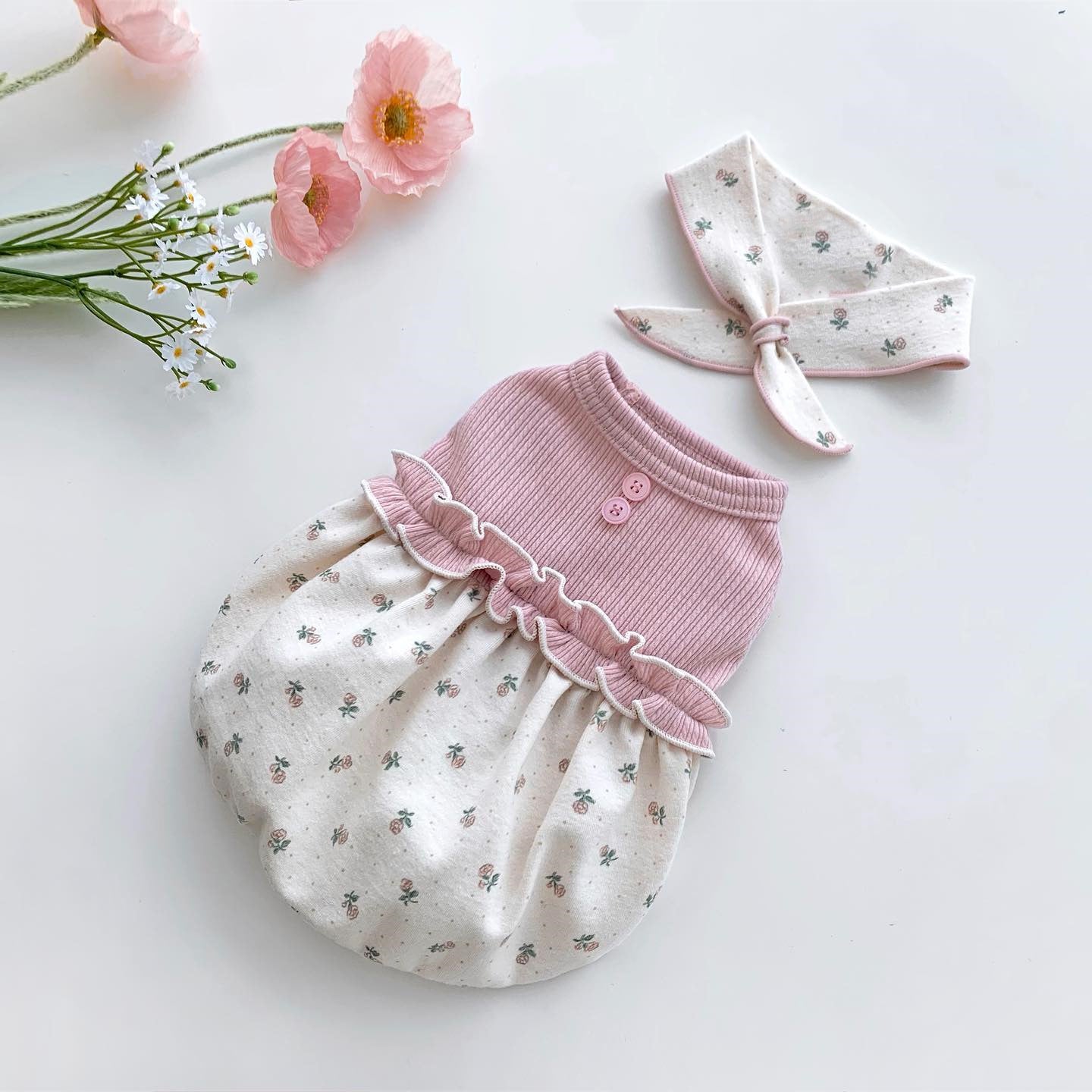 Gilet jupe bulle florale petite écharpe chaude et mignonne