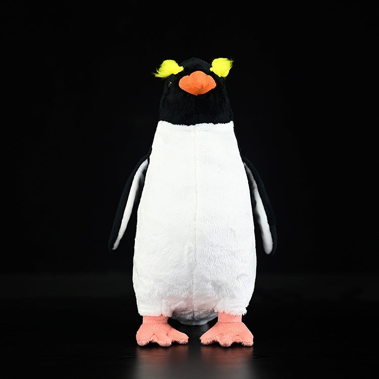 Simulación de juguete de peluche de pingüino de ceja amarilla