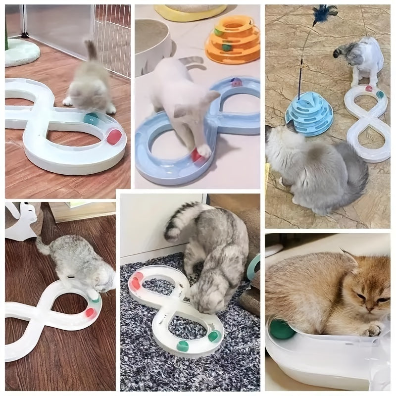 Jouets pour chats Self Hi pour soulager l'ennui Plateau tournant pour chat Boule de piste Chaton taquin Bâton pour chat Consommation de chat de compagnie