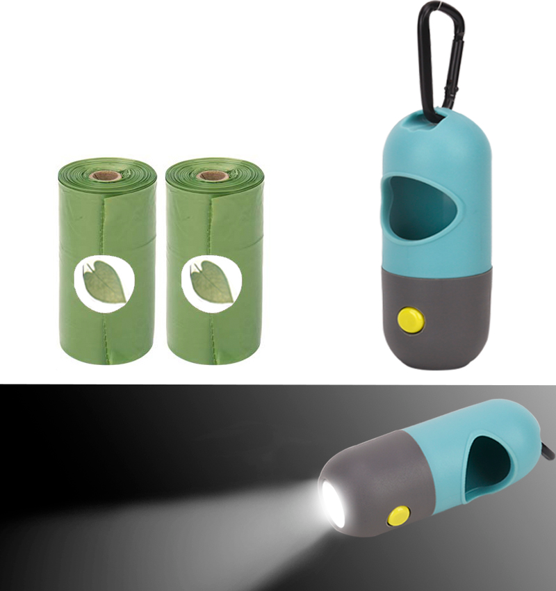 Bolsa de basura para mascotas con luz LED.