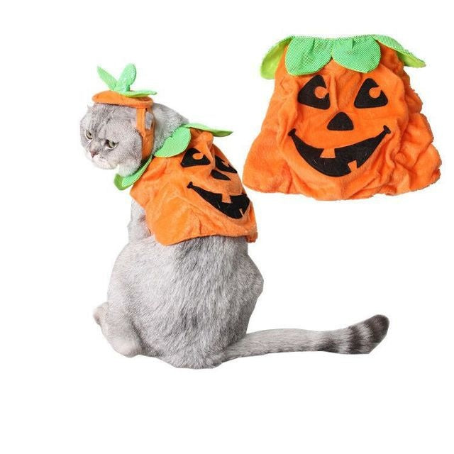 Accesorios de disfraz de gatos domésticos para Halloween, decoración creativa de hojas verdes con forma de calabaza, ropa de Cosplay, suministros de ropa para vacaciones