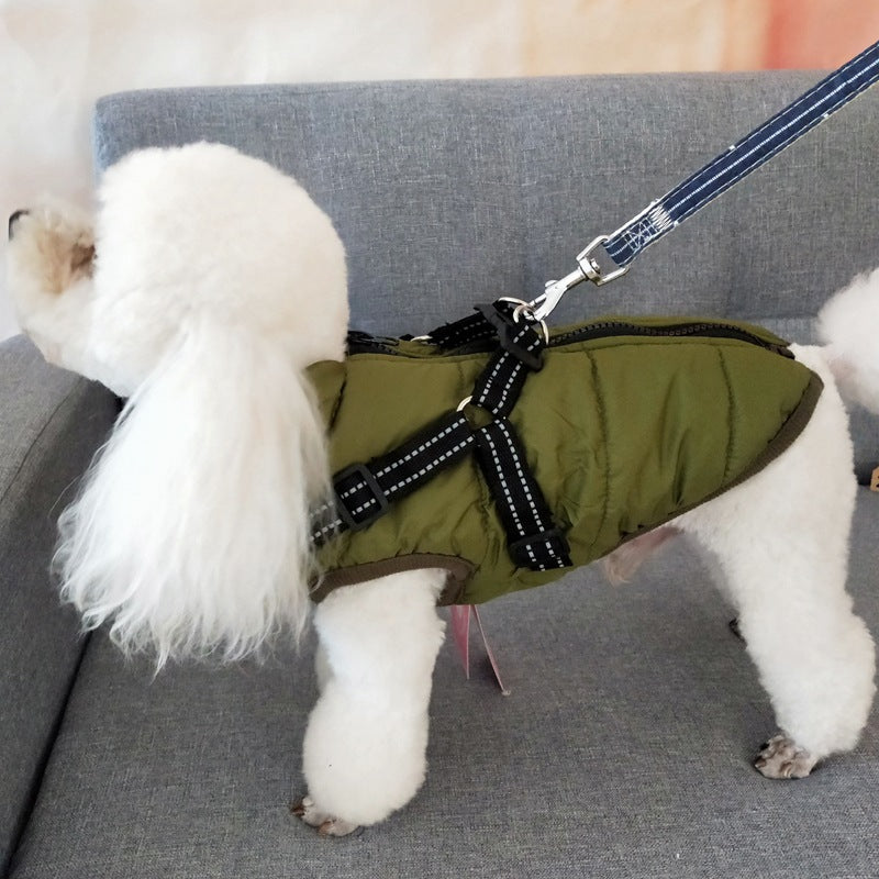 Vêtements d'hiver imperméables pour chiens, manteau avec harnais, vêtements chauds pour animaux de compagnie, veste pour grand chien, Chihuahua, Labrador, Costume