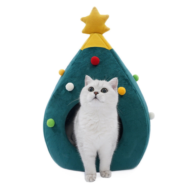 Arbre de noël lit pour animaux de compagnie hiver chaud nid pour animaux de compagnie chat maison chien fournitures pour animaux de compagnie