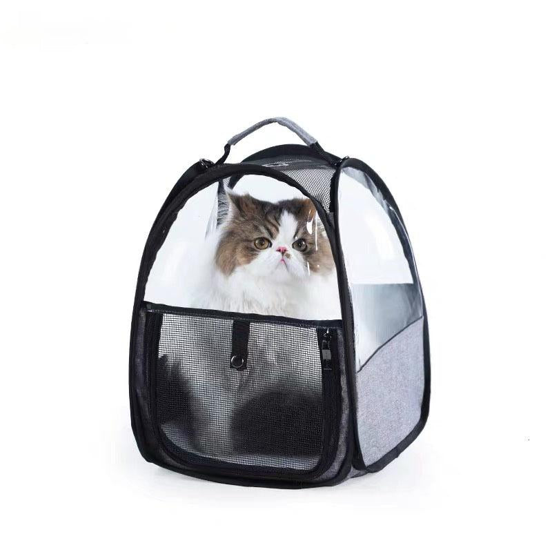 Bolsa para gatos de mano transparente adecuada para mascotas, salida ligera portátil plegable