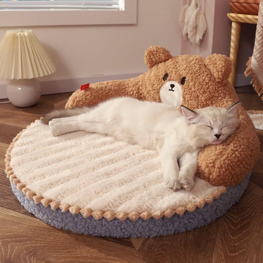 Muebles de cama para gatos, almohadilla cálida lavable y acogedora para gatos, perros, mascotas, cama para gatos con respaldo alto, diseño de abrazo para todas las estaciones