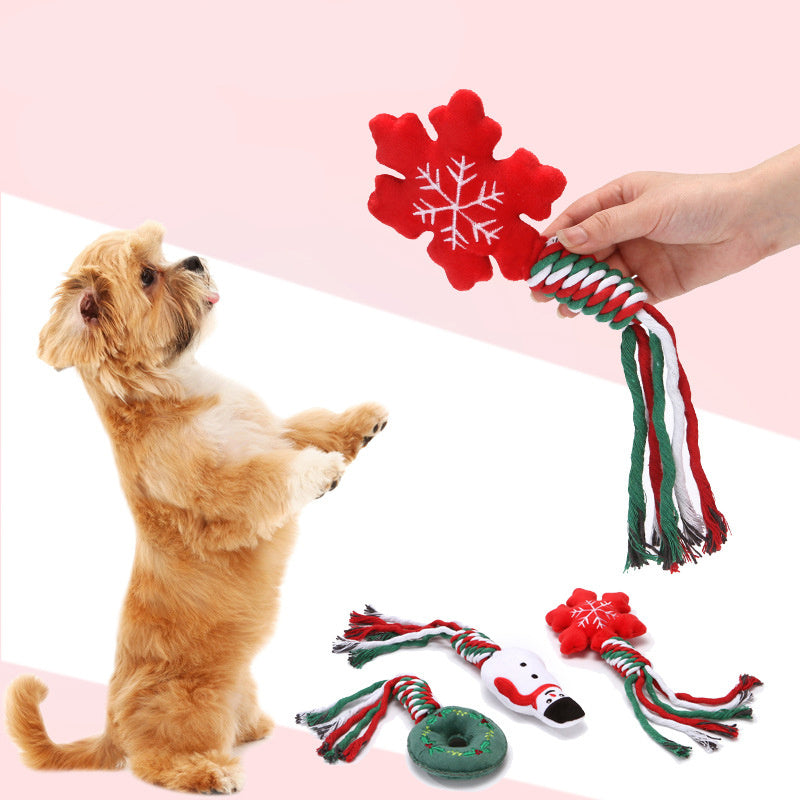 Pet Supplies Christmas Series Tooth Cleaning Bite Resistant Cute Cartoons Dog Training Bite Toy