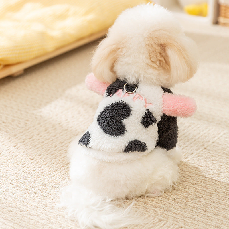 Winter Dog Cute Cow Feet Fluffy Jacket