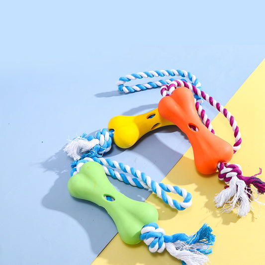 Pet Porous Leaking Bone Rope Knot Toy Gnawing Teeth To Relieve Boredom Can Put Beef Strips Cheese Dog Toy