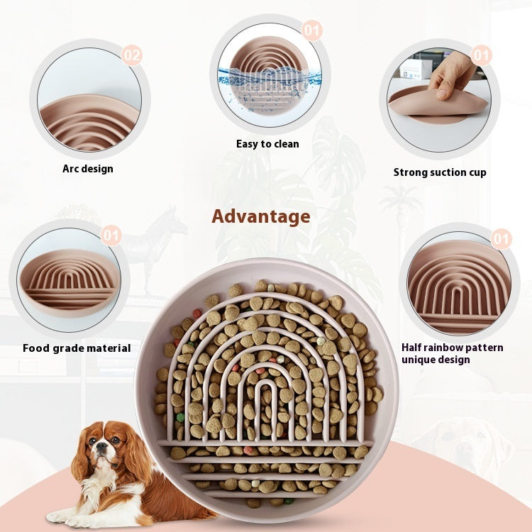 Bol pour chien à ventouse en silicone anti-étouffement et résistant aux hautes températures