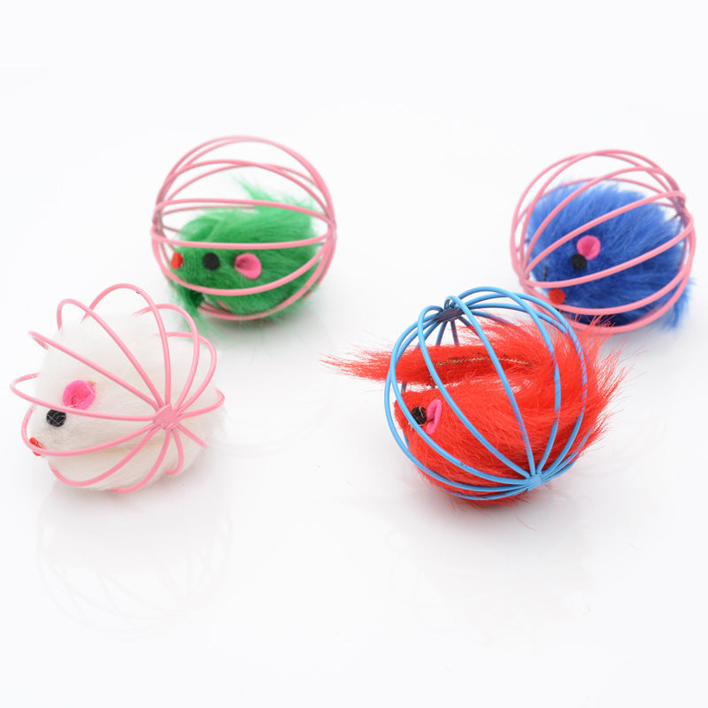 Wire cage mouse cat toy