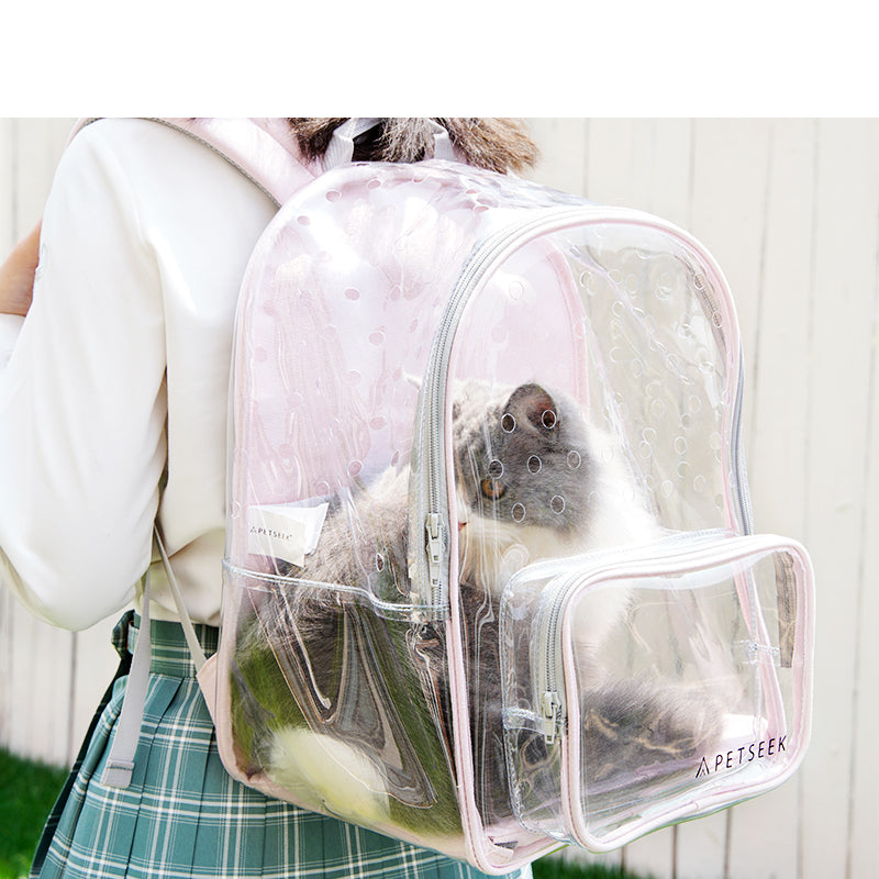 Bolsa para pasear gatos portátil totalmente transparente