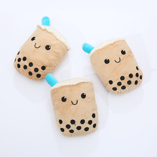 Juguete de peluche para perros, forma bonita de té con leche, resistente a morderse los dientes