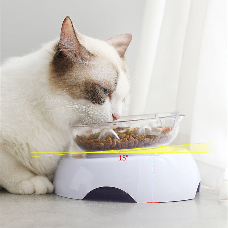 La bouche oblique protège la colonne cervicale Bol en plastique transparent pour chat