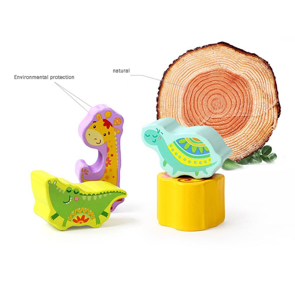 Juego de bloques de equilibrio de animales de madera para niños