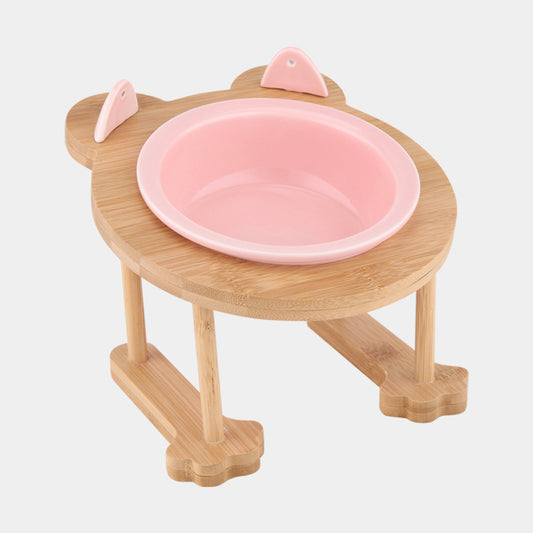 Bol de nourriture simple et Double en céramique pour animaux de compagnie, chiot, chat, chien, pour manger et boire, avec cadre en bois, fournitures pour animaux de compagnie, plat d'alimentation