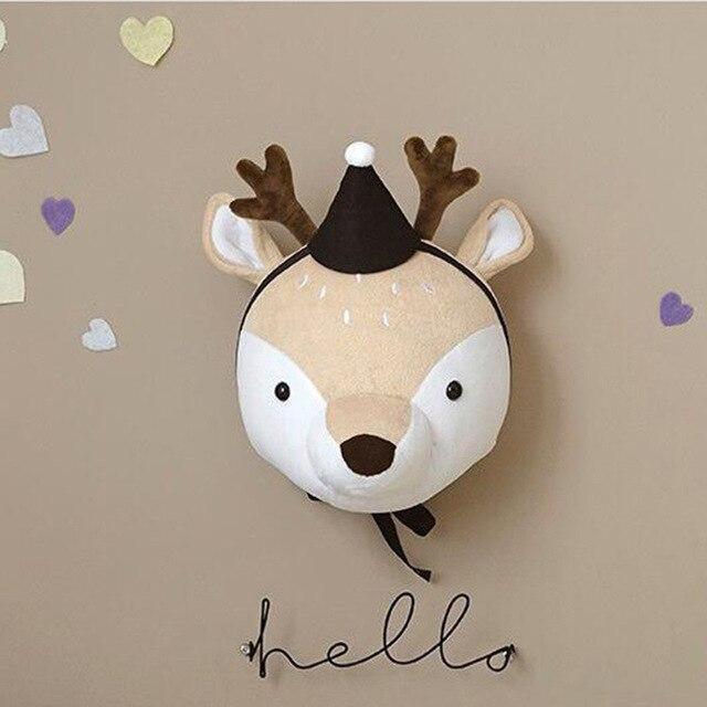 Ins animal head wall decoration cloth children''s room wall decoration Nordic creative bedroom wall hanging