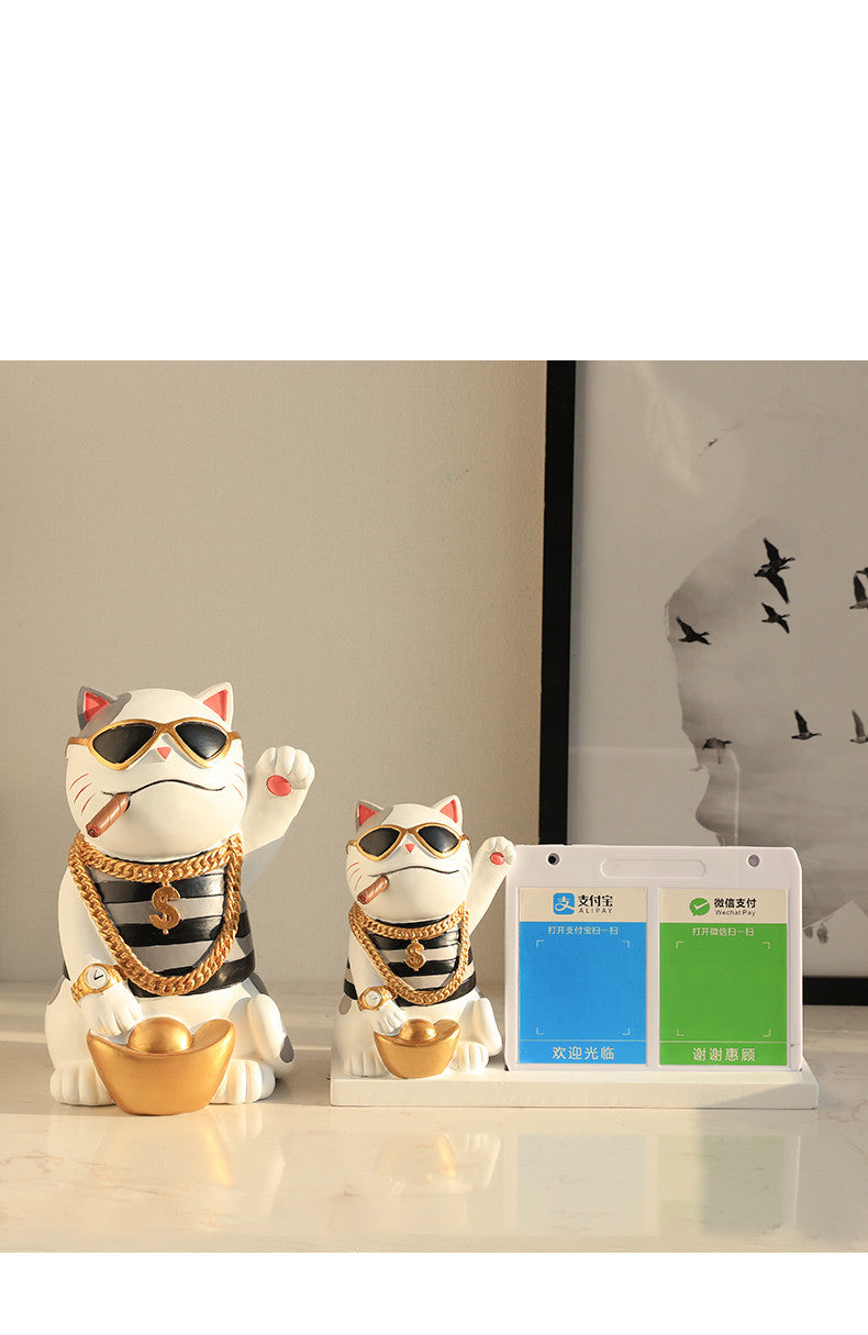 Lucky Cat Resin Animal Sculpture Decoration Storage Tank Feng Shui Modern Living Room Decoration Accessories Gifts Home Decor