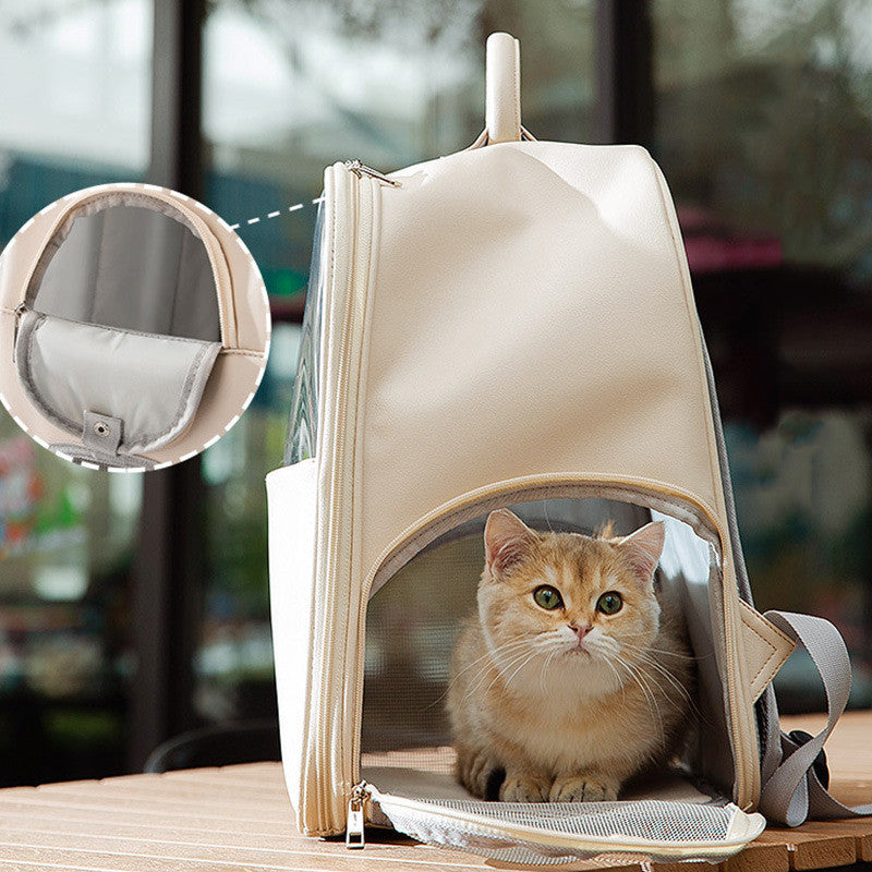 Mochila de excursión con bolsa para gatos transparente visible y gran espacio